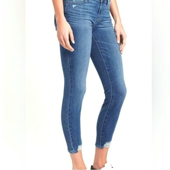 PAIGE Verdugo Ankle Distressed Raw Hem High Rise Crop Denim Skinny Jean Size 26 - Picture 1 of 15
